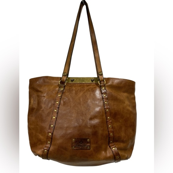 Patricia Nash Handbags - Patricia Nash Benvenuto Heritage Distressed Leather Large Tan Cognac Brown Tote